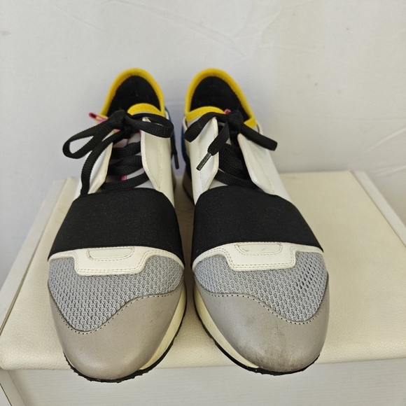 Balenciaga Multicolor Leather and Mesh Race Runner Sneakers Size 37EU 7US - Picture 7 of 13